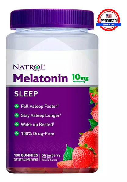 Natro Melatonina 10 Mg 180 Gomitas sabor fresas