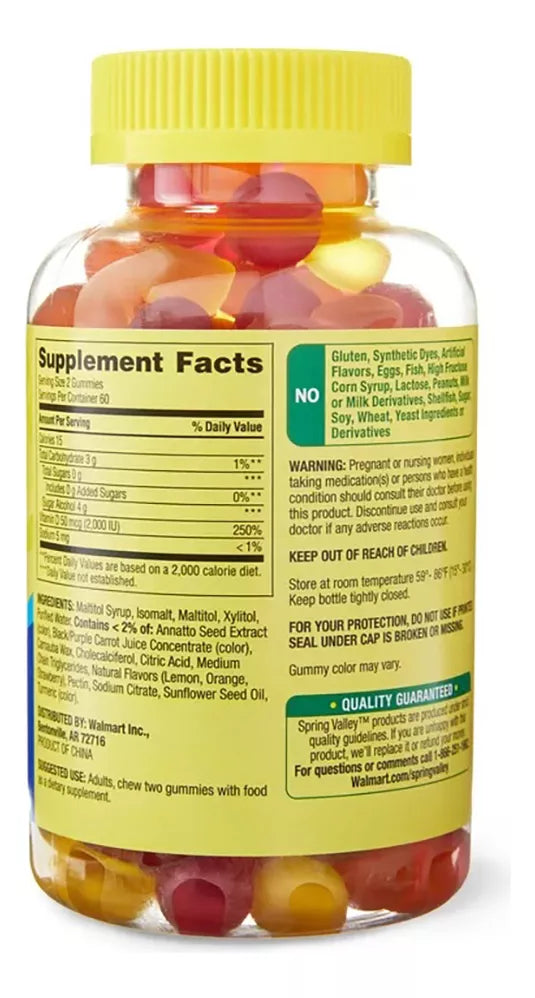 Spring Valley Zero Sugar Vitamina D 50 Mcg 2000iu 120 Gummies