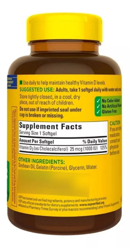 Nature Made Vitaminas D3 1000 Iu 25 Mcg 650 softgels