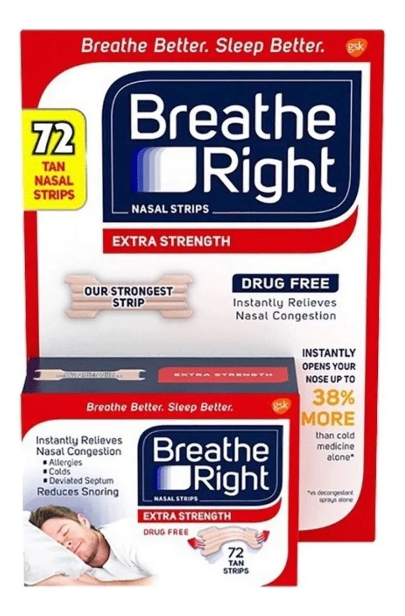 Breathe Right Extra Fuerza Con 72 Piezas rojas