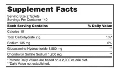 Kirkland Glucosamine 1500mg + Chondroitin 1200mg. 280 Cap. Sabor Neutro