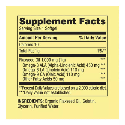 Spring Valley Flaxseed Oil 1,000mg 100 Softgels