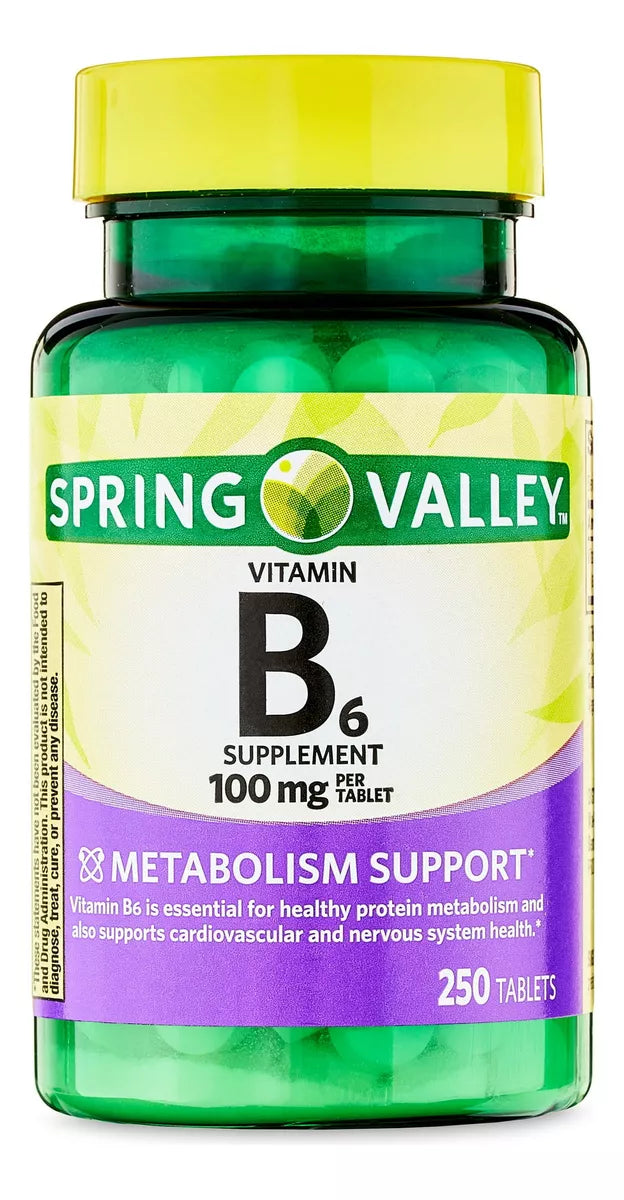 Spring Valley Vitamina B6 100mg, 250 Tabletas