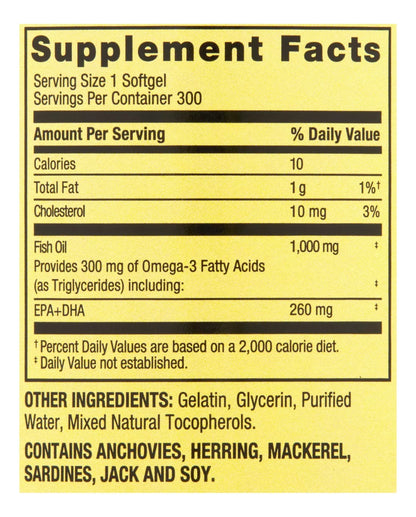 Spring Valley Aceite De Pescado 1,000mg, 300 Softgels