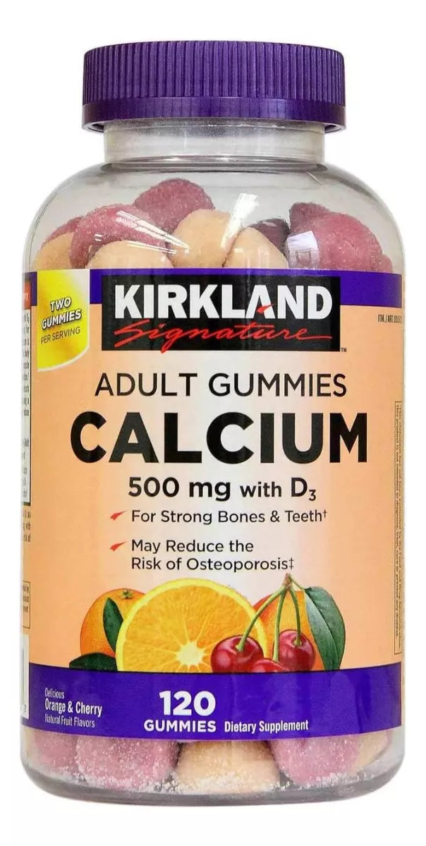 Kirkland Calcio 500mg,D3 y Zinc120 Gummies