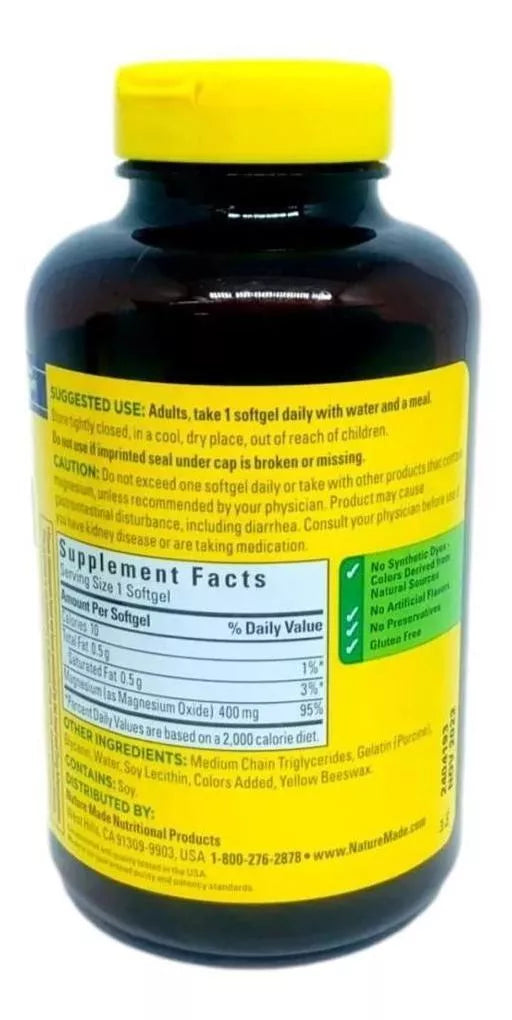 Nature Made Magnesio extra fuerte 400 Mg 180 softgels