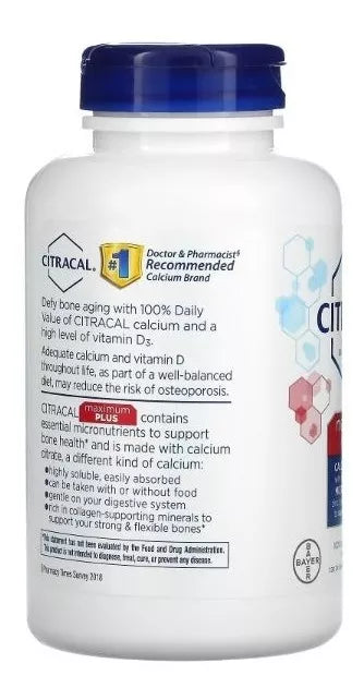 Citracal Calcio + Vitamina D3 Maximum Plus, 280 Tabletas