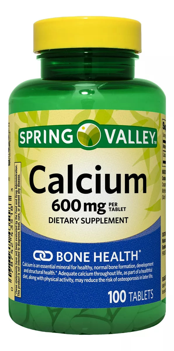 Spring Valley Calcio 600mg, 100 Tabletas