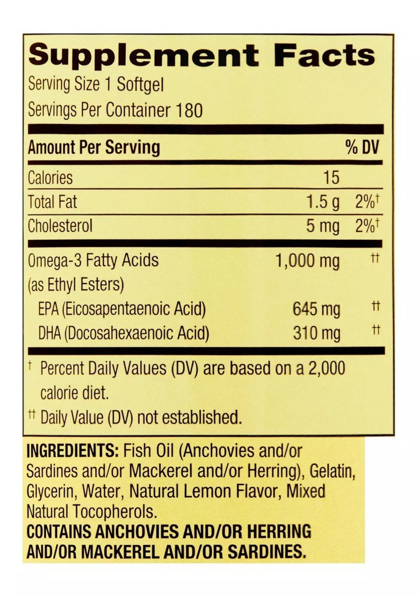 Spring Valley Omega-3 1,000mg, 180 capsulas blandas