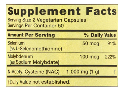 Spring Valley Nac 1,000mg 100 Capsulas Vegetarianas