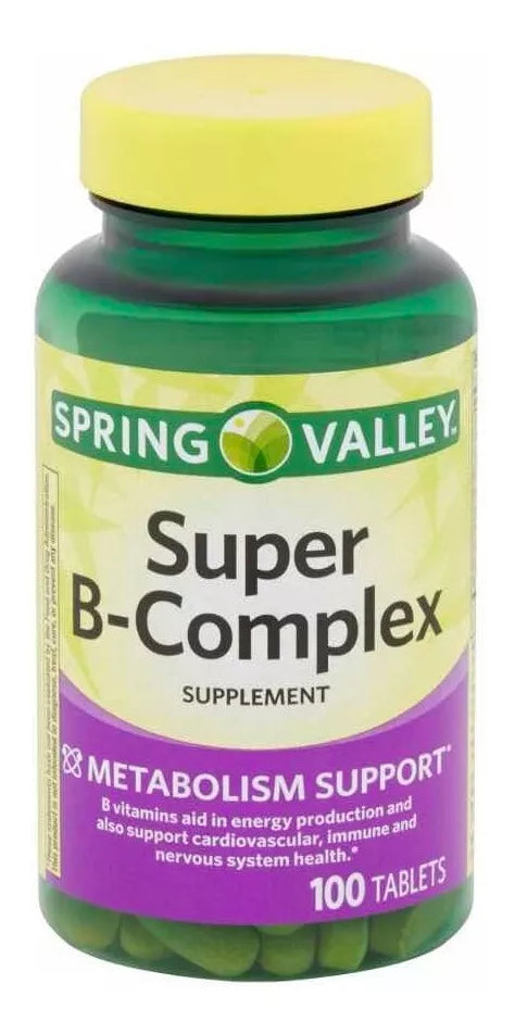 Vitamina Super Complexo B Spring Valley 100 Tabletas