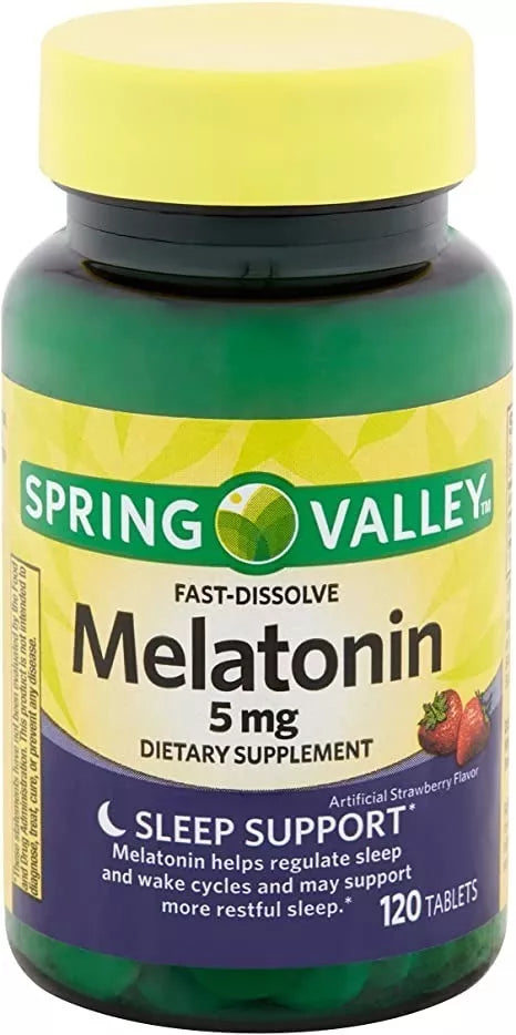 Spring Valley Melatonin 5mg, 120 tabletas sabor Fresa