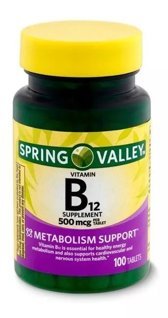 Vitamina B12 500 Mcg Spring Valley 100 Comprimidos