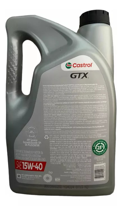 Castrol Aceite De Motor A Gasolina Gtx 15w40 Motor 4.73 Lts Garrafa