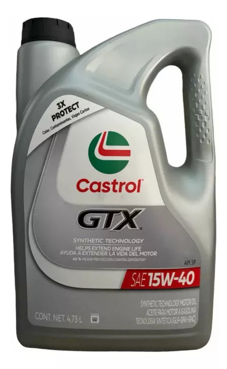 Castrol Aceite De Motor A Gasolina Gtx 15w40 Motor 4.73 Lts Garrafa