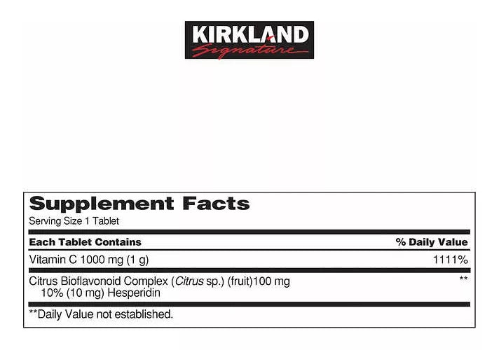 Vitamina C 1000 Mg Kirkland 500 Tabletas