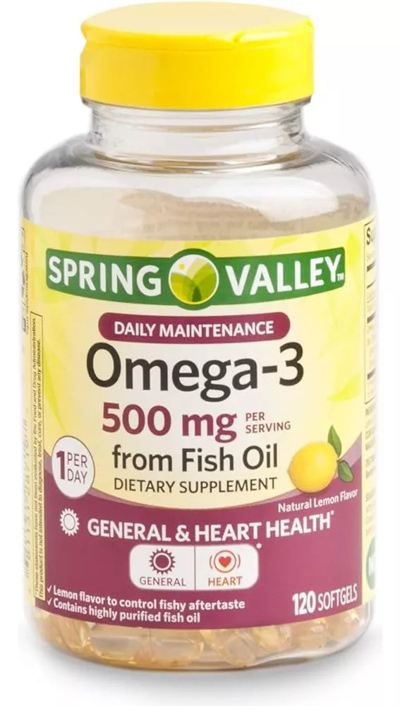 Spring Valley Omega 3 500 Mg 120 softgels sabor limon