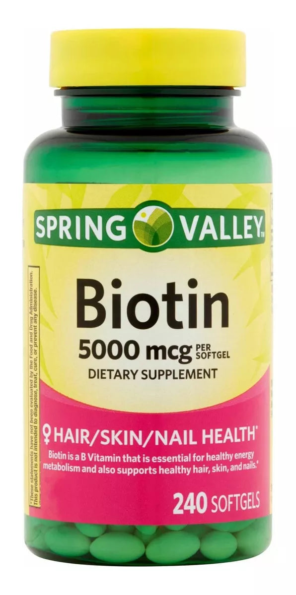 Spring Valley Biotina 5,000mcg, 240 Capsulas Blandas