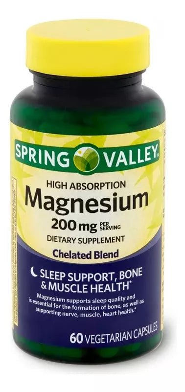 Spring Valley Magnesio 200 Mg Alta Potencia 60 Capsulas