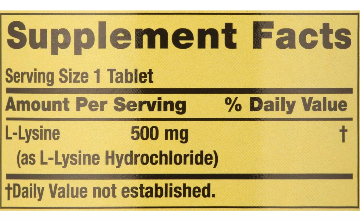 Spring Valley L-lysine 500mg, 250 Tabletas