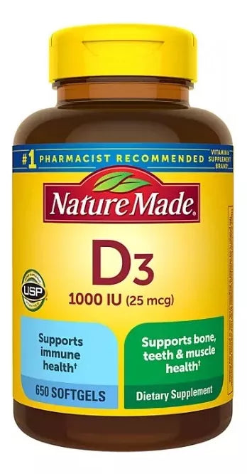 Nature Made Vitaminas D3 1000 Iu 25 Mcg 650 softgels