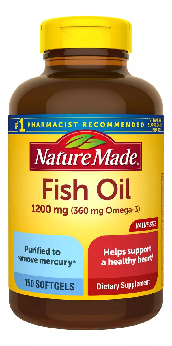 Nature Made Fish Oil 1,200mg, 360mg Omega-3, 150 Capsulas Blandas