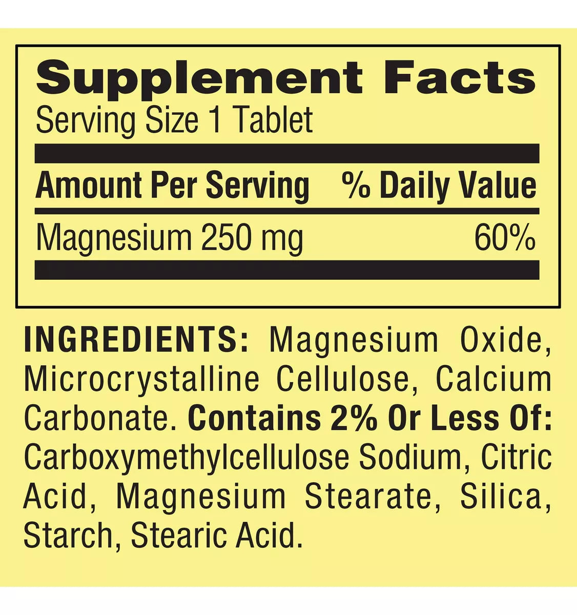 Spring Valley Magnesio 250mg, 100 Tabletas