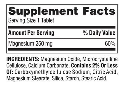 Spring Valley Magnesio 250mg, 250 tabletas