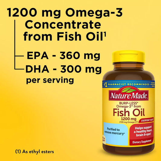 Nature Made Omega 3 De Aceite De Pescado 1200mg 125 Softgels