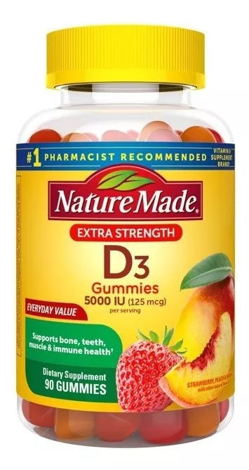 Nature Made Vitamina D3 5000 Iu 125 Mcg 90 Gomitas Sabor Frutas