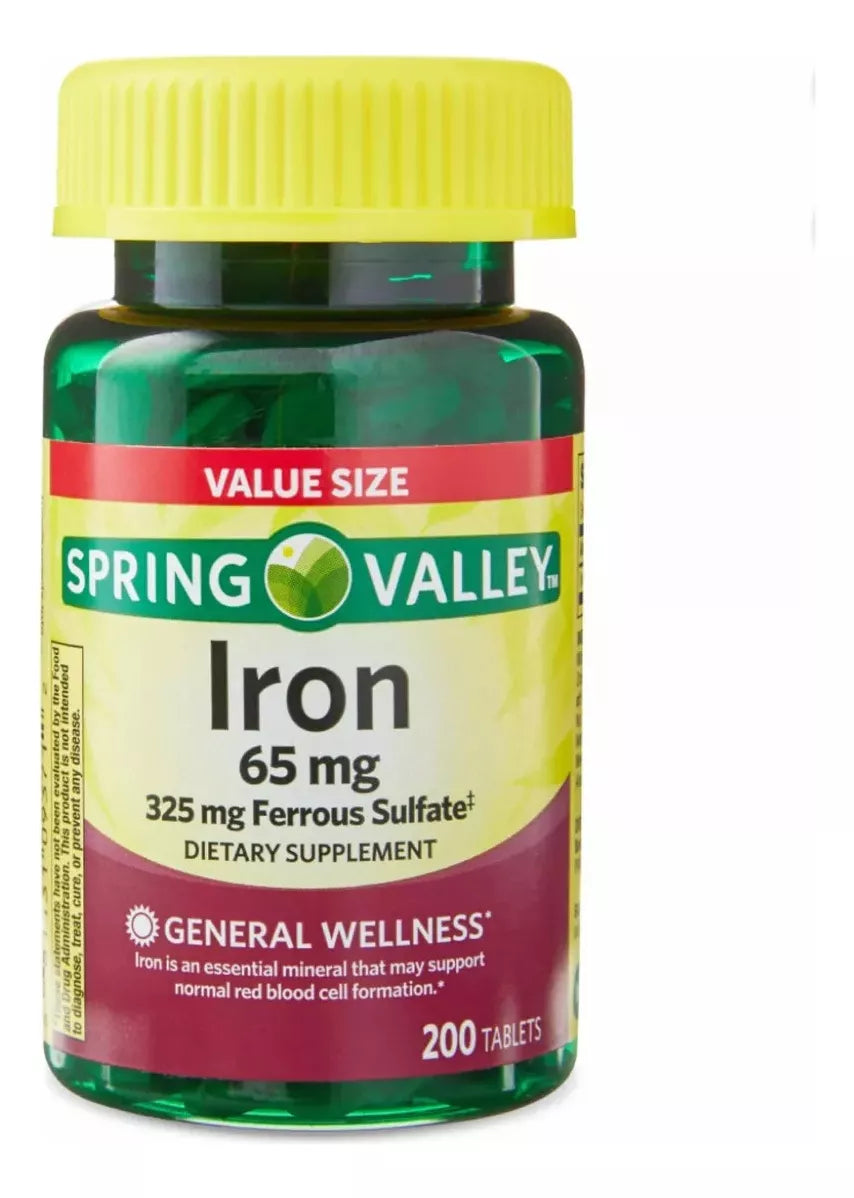 Spring valley Iron 65mg 200 Tabletas