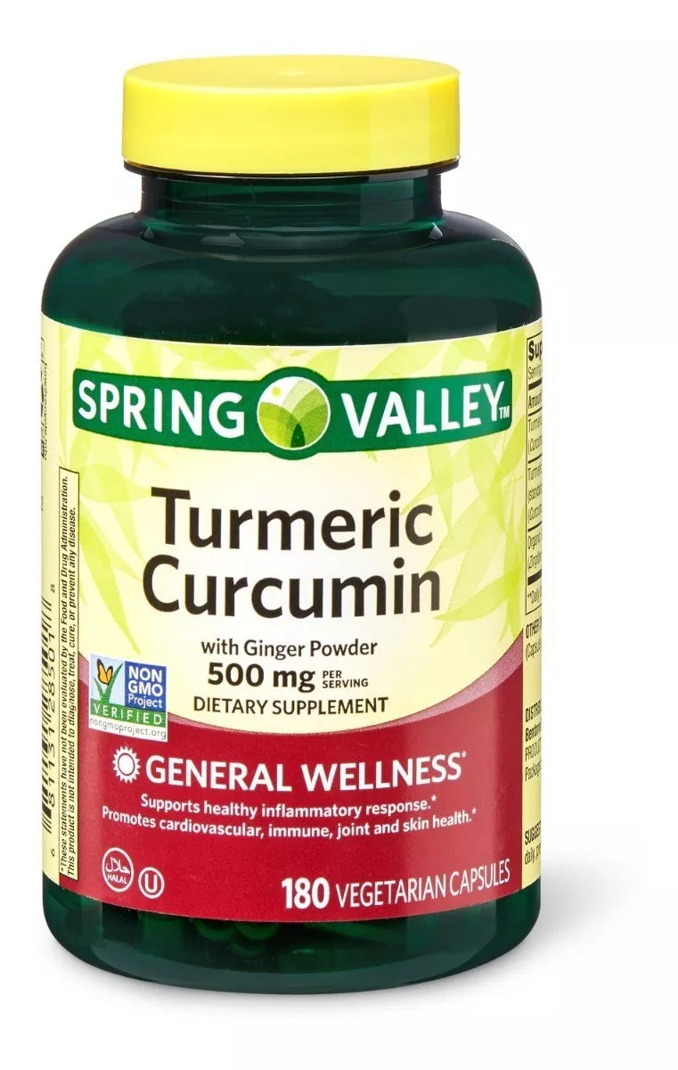 Spring Valley Tumeric Curcumin 500mg, 180 Capsulas Vegetarianas