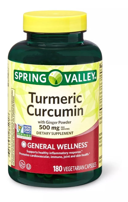 Spring Valley Tumeric Curcumin 500mg, 180 Capsulas Vegetarianas