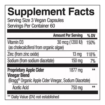 Bragg Vinagre De Manzana 1877mg Acv Blend 750mg 180 Cápsulas