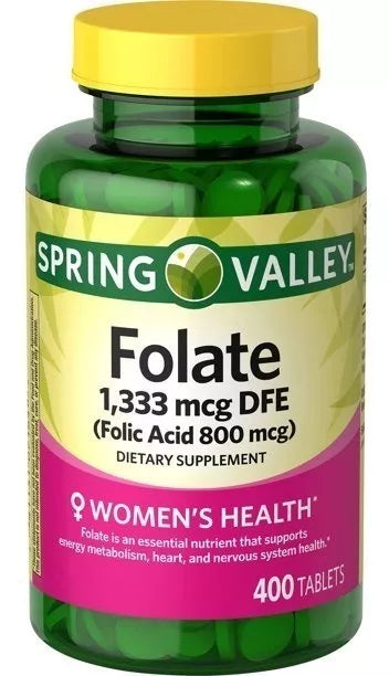 Spring Valley Folate 1,333mcg Dfe 400 Tabletas