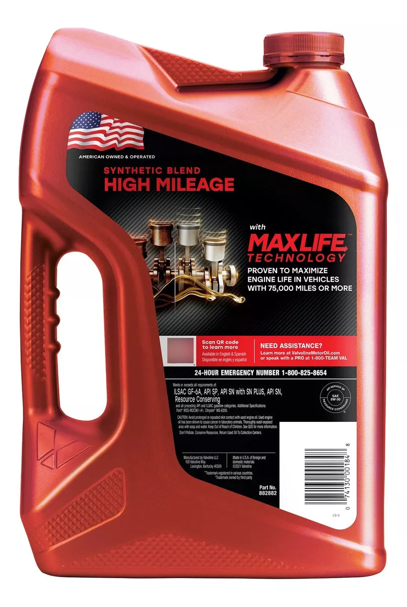 Aceite Valvoline 5w30 Mezcla Sintética Alto KM 4.73 litros