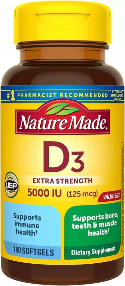 Nature Made Vitamina D3 5000 Iu Extra Strength 180 Softgels