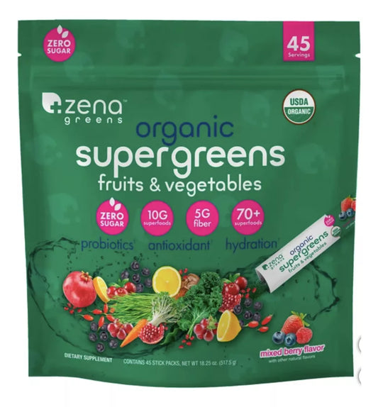 Zena Greens Organicos Super Greens 517.5 Gramos