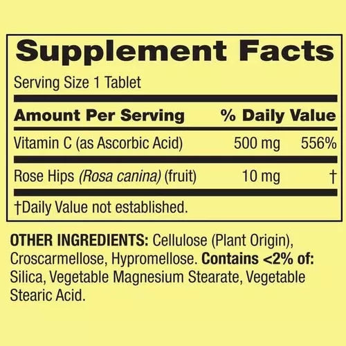 Spring Valley Vitamina C 500 Mg 100 Tabletas con Rose Hips