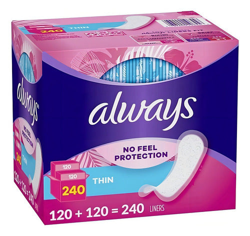 Toallas Femeninas Always Thin No Feel Protection 240 Piezas