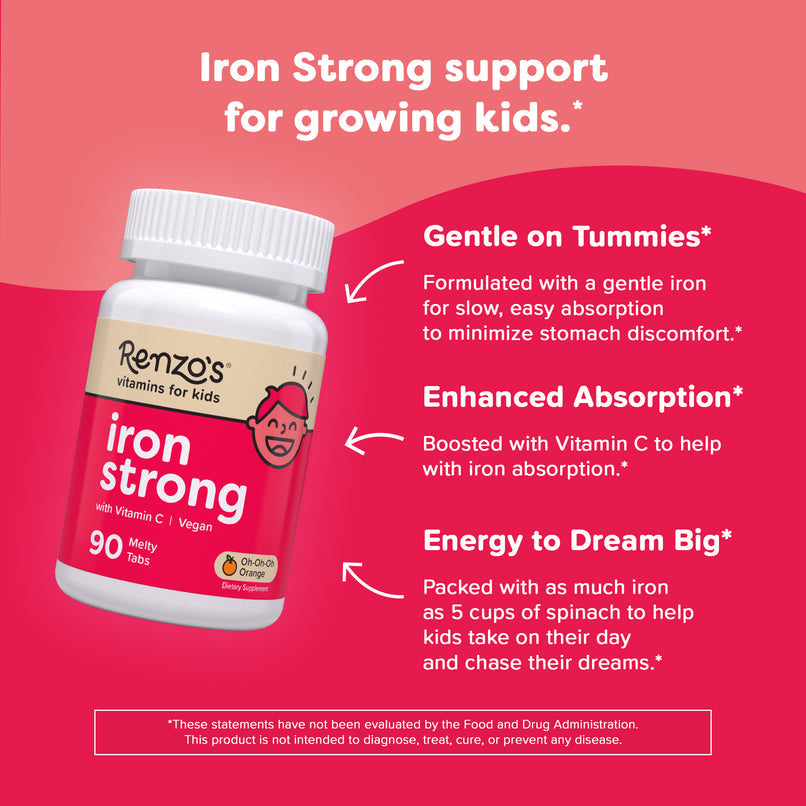 Renzos Iron Strong 90 tabletas sabor naranja