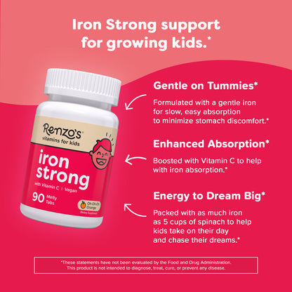 Renzos Iron Strong 90 tabletas sabor naranja