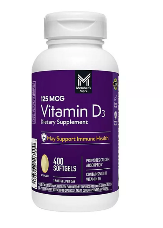 Vitamina D3 Ultra Premium 5000 Mcg 125 Mcg | 400 Softgels Sabor Sin Sabor