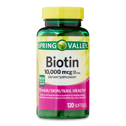 Spring Valley Biotina 10,000mcg, 120 softgels