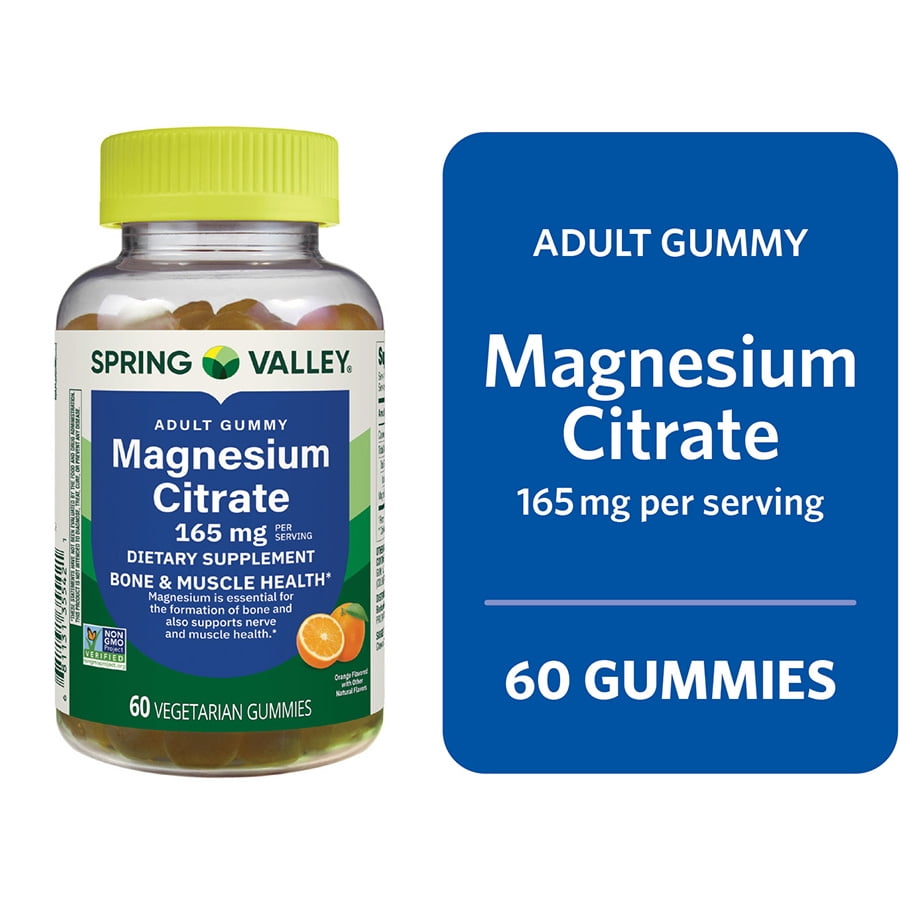 Spring Valley Magnesium citrate 165mg 60 gomitas sabor naranja