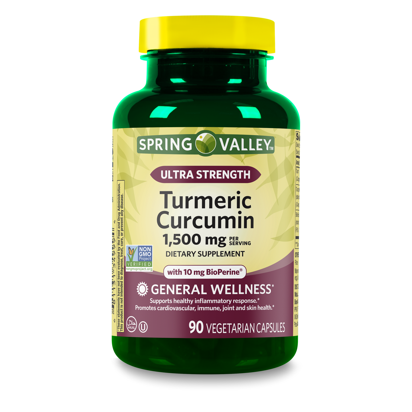 Spring Valley Ultra Strength Turmeric Curcumin 1,500mg 90 capsulas vegetarianas