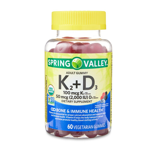 Spring Valley Vitamina K2 + Vitamina D3  60 Unidades Gomitas Vegetarianas