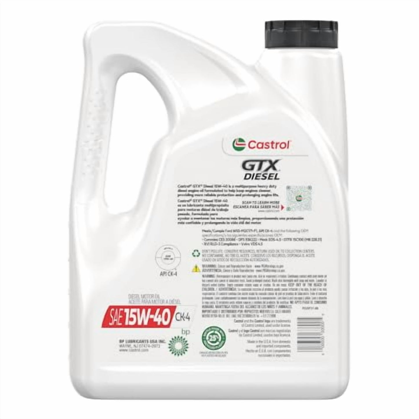 Castrol GTX CK-4 15W-40 Aceite de Motor Diésel Convencional 1 Galón, Paquete de 3