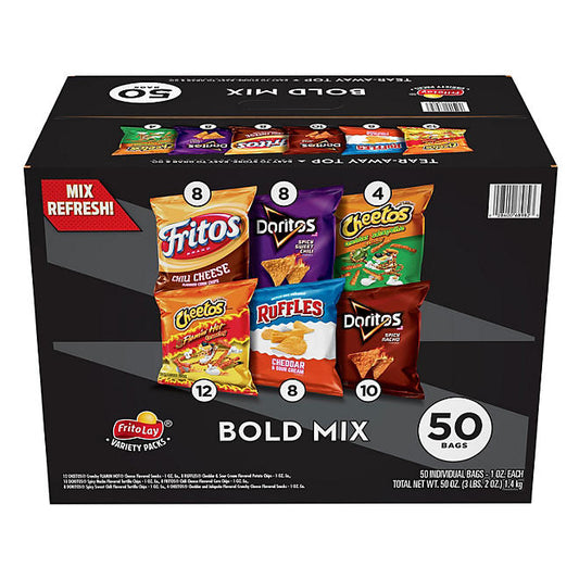 Frito-Lay Bold Mix Variety Pack Chips and Snacks 50pzs