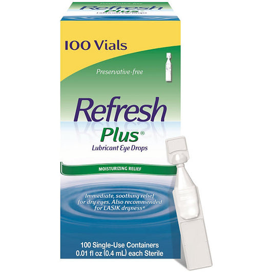Refresh Plus Lubricant Eye Drops, Uso Unico 100pzs